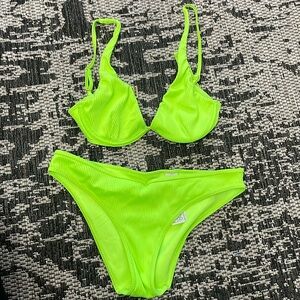 Hollister Neon Green / Yellow Bikini Top & Bottom LIKE NEW